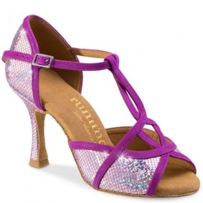 Rummos Santigold dames dansschoenen met glitter en dubbel T-bandje - Salsa - Bachata - Kizomba
