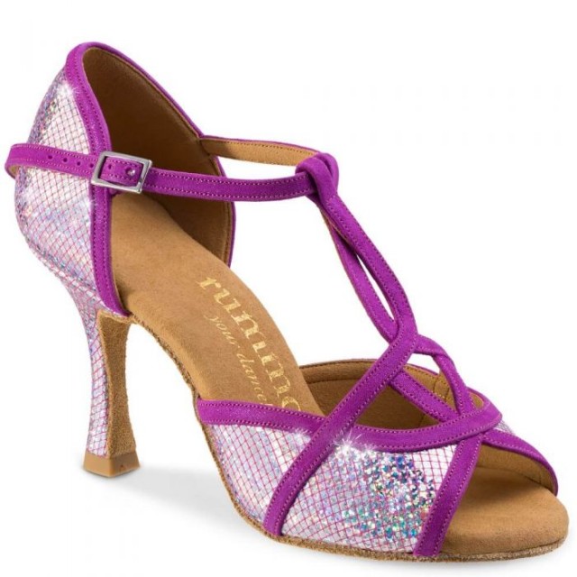Rummos Santigold dames dansschoenen met glitter en dubbel T-bandje - Salsa - Bachata - Kizomba