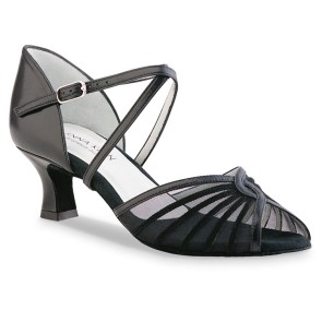 Open Neus Dansschoen voor Dames - Zwart Nappa Leer - Hak 5 cm - Anna Kern 624-50