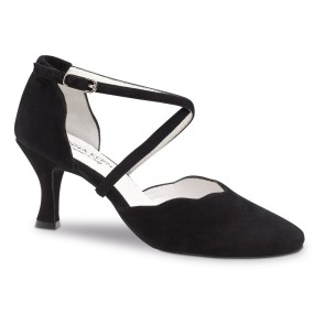 Dames Dansschoen Zwart Suede - Salsa, Latin, Ballroom - Dichte Neus - Hak 6 cm - Anna Kern 672-60
