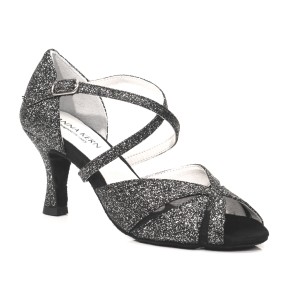 Dansschoen Zwart Glitter - Dames - Salsa, Latin, Bachata - Hak 6 cm - Anna Kern 780-60