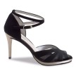 Anna Kern 910-80 zwarte Dames dansschoenen met stiletto hak en plateauzool van suede en bronskleurig metallic leer