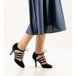 Zwarte Tangoschoenen met Dichte Neus - Hoge Hak 8 cm - Veters - Suede - Nueva Epoca April