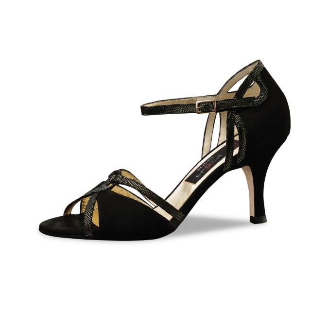 Nueva Epoca Christina Dansschoen Zwart Suede 7 cm hak