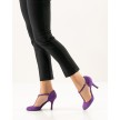 Nueva epoca corazon dames dansschoenen paars gesloten neus dunne hak met t bandje