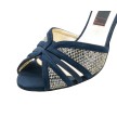 Nueva epoca donna dansschoenen voor dames met open neus en goud mesh blauw suede
