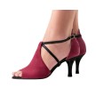 Nueva Epoca Dulce Dansschoenen voor Dames bordeaux rood suede met zwarte bandjes