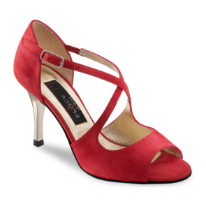 Rode Dansschoenen Dames - Tango, Salsa, Kizomba - Hoge Hak 8 cm - Suede Zool - Nueva Epoca Flavia