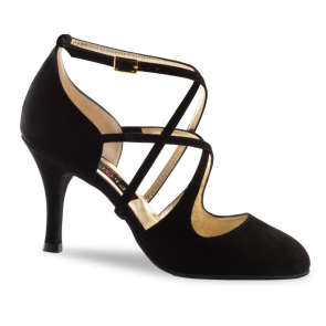 Dames Dansschoen met Dichte Neus - Zwart Suede - Tango, Salsa, Merengue - Hak 8 cm - Nueva Epoca Jaida