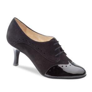 Gesloten Dansschoenen voor Tango - Hak 6 cm - Zwart Suede en Lakleer - Nueva Epoca Karen