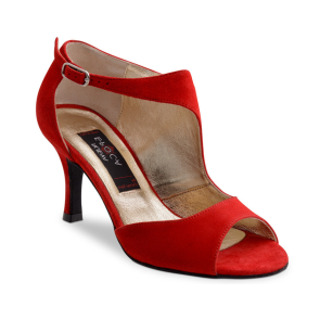 Rode Dansschoenen voor Tango, Salsa, Kizomba - Dames - Hoge Hak 7 cm - Suede Zool - Nueva Epoca Linea