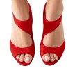 Nueva Epoca Linea Dansschoenen voor Dames rood suede geometrische vorm verstelbaar bandje
