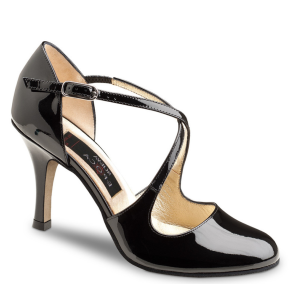 Dames Dansschoenen Dichte Neus - Zwart Lakleer - Tango, Salsa, Latin - Lederen Zool - Hak 8 cm - Nueva Epoca Lupe