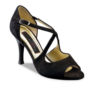 Dames Dansschoenen voor Salsa, Bachata, Tango - Zwart Suede - Hoge Hak 8 cm - Nueva Epoca Martha