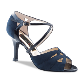 Open Teen Dansschoen voor Dames - Navy Suede - Salsa, Latin, Tango - Suede Zool - Nueva Epoca Rosita