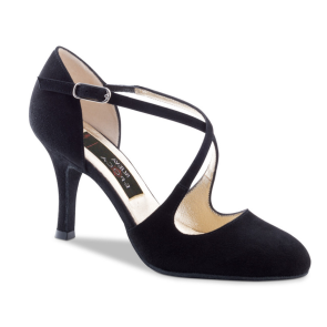 Tangoschoenen Gesloten Neus - Zwart Suede - Dames Salsaschoen - Hak 8 cm - Nueva Epoca Serena