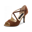 Nueva Epoca Tessa 7 cm hak bruin suede dansschoenen open teen