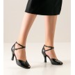 Werner Kern Asta zwart leer dames dansschoenen flare hak 8 cm hoog tango latin