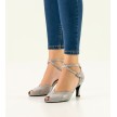 Werner Kern Asta glans suede met shark print dansschoenen dames zilver metallic