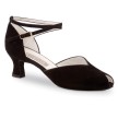 Werner Kern Asta dames dansschoenen met Peeptoe en Kruis enkelbandje zwarte suede