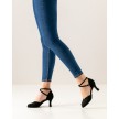 Werner Kern Asta zwarte dansschoenen met peeptoe en gesloten vleugels aan voorkant suede