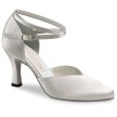 Werner Kern Betty wit satijnen Bruidsschoenen met dichte neus en Enkelbandje suede zool