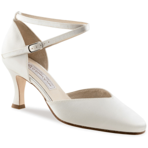 Dames Dansschoenen - Wit Satijn - Bruidsschoenen - Lederen Zool - Ballroom - Werner Kern Bridal Betty
