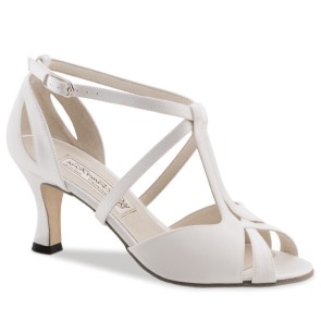 Bruidsschoenen Wit Satijn - Lederen Zool - Dames Dansschoenen - Open Teen - Werner Kern Bridal Francis