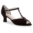 zwarte dansschoen dames t bandje met steentjes suede zool salsa latin bachata werner kern claudia