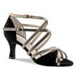 Dames Dansschoen met 65 mm Hak - Kleur Zwart Antiek - Met Suede Zool - Met Meerdere Bandjes - Geschikt voor Salsa Latin Stijldansen - Werner Kern Eva