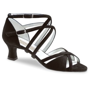 Zwarte Dansschoenen met Bandjes - Open Neus - Dames - Hak 5,5 cm - Suede - Werner Kern Eva