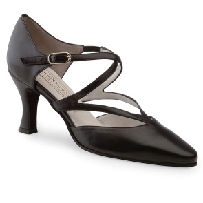 Dames Dansschoenen voor Ballroom, Tango, Salsa - Dichte Spitse Neus - Hak 6,5 cm - Zwart Leer - Werner Kern Fabiola