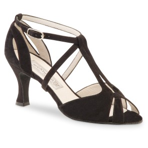 Dames Dansschoen Suède - Flare Hak - Latin Salsa Schoenen - T-bandje -  Werner Kern Francis