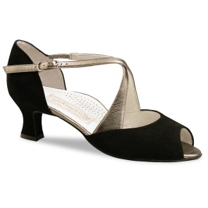 Dames Dansschoenen - Zwart Suede - Comfortabel Voetbed - Voor Bredere Voeten - Hak 5 cm - Salsa, Latin, Ballroom - Werner Kern Gaby