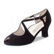 Werner Kern Georgia zwarte dames dansschoenen met kruisbandjes en peeptoe breed voetbed