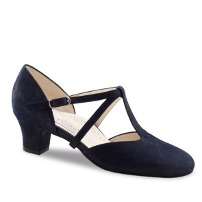 Dansschoenen voor Dames - Brede Leest - Comfort Voetbed - Stella Blauw - Stevige Hak 4,5 cm - Gesloten Teen - Werner Kern Jessie