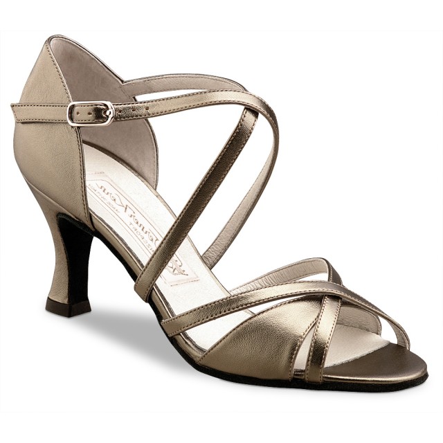 dansschoenen voor dames met Kruisbandje Werner Kern July van koper metallic leer