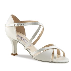 Werner Kern Witte Satijnen Dansschoenen voor Dames - Bruidsschoenen - Suede Zool - Hak 6,5 cm -  July