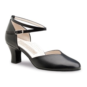 Klassieke Dansschoen voor Dames - Dichte Neus - Zwart Leer - Stabiele Hak 6 cm - Suede Zool - Werner Kern Kyra