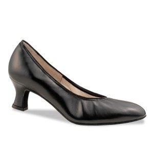 Comfortabele Ballroomschoenen Dames - Wedstrijdschoenen - Zwart Leer - Geen Bandjes - Hak 5 cm - Werner Kern Laura