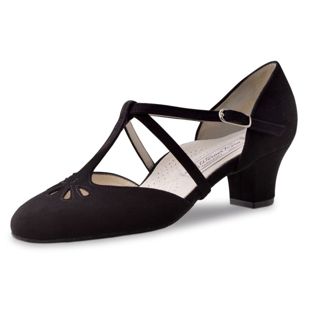 Werner Kern Lea zwarte dames dansschoenen met Kruis en T bandjes