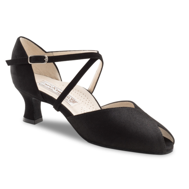 Werner Kern Lotte zwarte dames dansschoenen met Peeptoe en subtiel glans effect