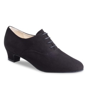 Dansschoenen voor Dames - Zwart Suede - Veterschoen - Trainingsschoen - Meerdere Hakhoogtes - Comfortabel Voetbed - Werner Kern Olivia