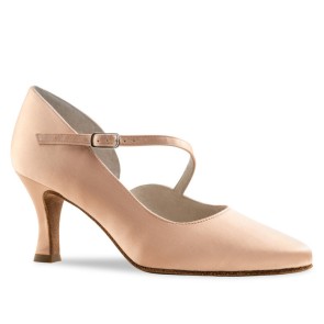 Ballroomschoenen voor Dames - Wedstrijdschoenen - Gemaakt van Satijn - Huidskleur - Hak 6,5 cm - Werner Kern Rita flesh