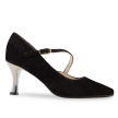 Ballroom Dansschoenen voor Dames Zwart Suede Metallic Hak 65 mm Schuin Bandje Werner Kern Sarah