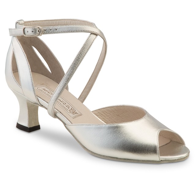 Werner Kern Tiziana dames dansschoenen met Kruisbandje zilver metallic Leer