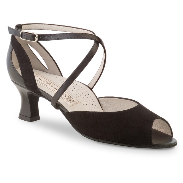 Werner Kern Tiziana dames dansschoenen met Kruisbandje zwart Leer en Suede