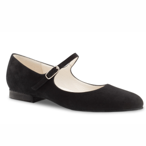 Dansschoen voor Dames met Lage Hak 1,5 cm - Geschikt voor Social, Swing, Lindy Hop - Zwart Suede - Werner Kern Vega