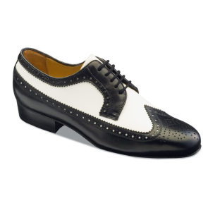 Zwart-Witte Tangoschoenen voor Heren - Nappa Leer- Suede Zool - Hak 2,5 cm - Nueva Epoca Buenos Aires