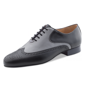 Heren Dansschoen voor Tango, Salsa, Latin - Zwart-Grijs Leer - Suede Zool - Nueva Epoca Leon